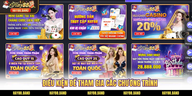 Điều kiện để tham gia các chương trình