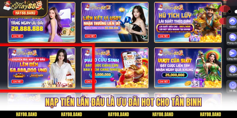 Nạp tiền lần đầu là ưu đãi hot cho tân binh