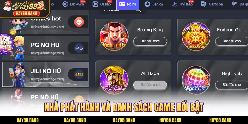 Nhà phát hành và danh sách game nổi bật