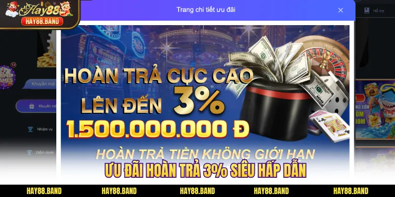 Ưu đãi hoàn trả 3% siêu hấp dẫn